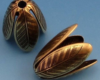 Flower Bead Cap, Brass Ox, 20 MM, 2 Pieces, AB121