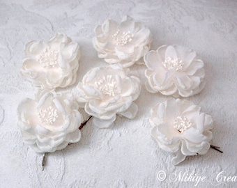 Bridesmaid Hair Flowers, Wedding Accessories, Flower Girl Hair Clips, Bridal Hair Flower Bobby Pins - Small Sarah 6 Piece Set