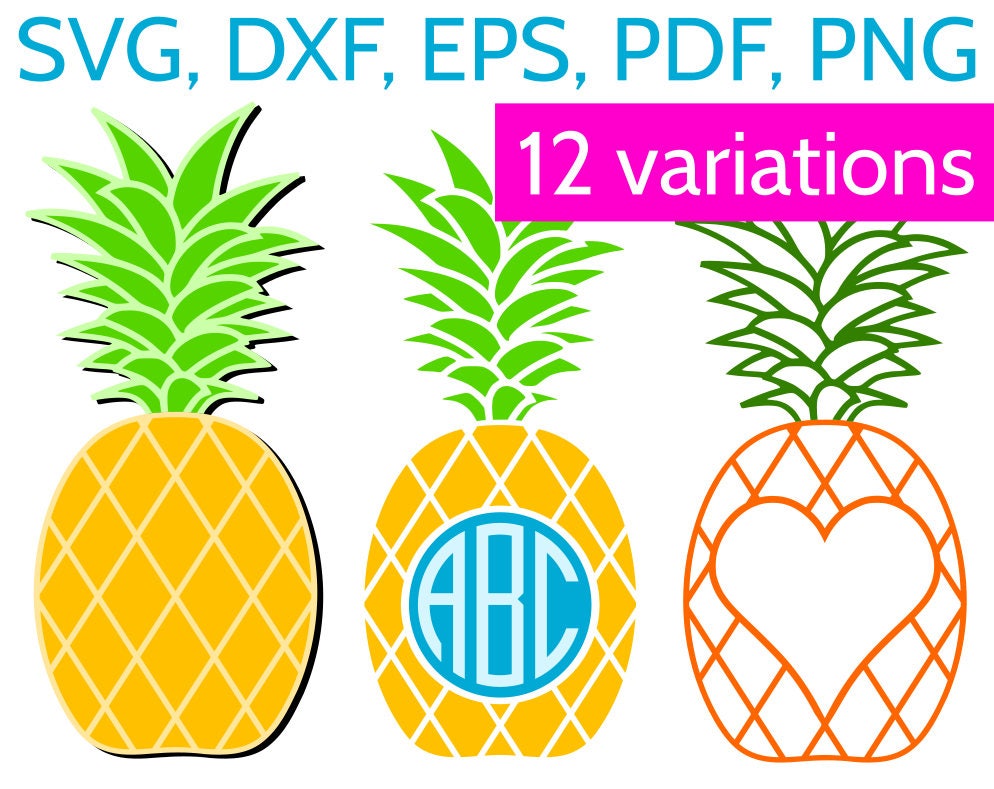 Download Pineapple SVG Pineapple Monogram Frame (Round, Heart and ...
