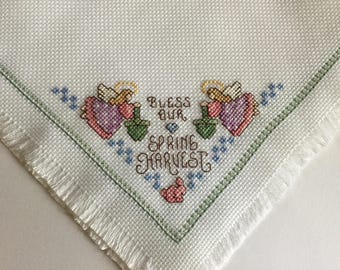 Completed Finished Cross Stitch Bread Cloth Bread Cover