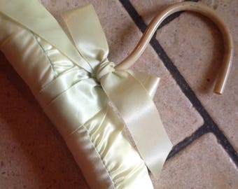 Yellow Green Satin Padded Wooden Hanger