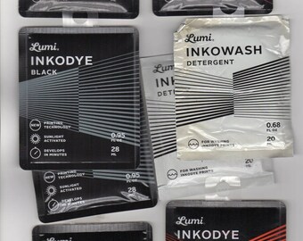 Inkodye spap packs with inkowash 8 packets - black, navy, plum, magenta, orange