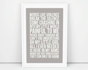 Depeche Mode Enjoy The Silence Lyric Poster Print Design A3 A4 Size Song Artwork