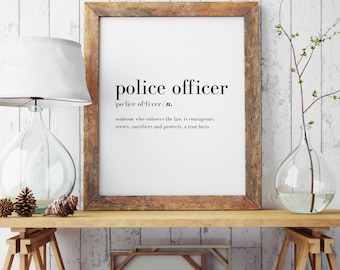 Police Officer Definition Print | Minimal Print | Police Officer Print | Modern Print | Police Officer Gift | Type Poster | INSTANT DOWNLOAD