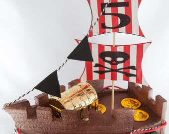 Pirate Ship Cake Topper, personalized cake topper, pirate center piece