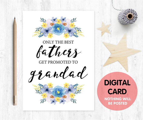 PRINTABLE pregnancy reveal, I'm pregnant, you're going to be a grandad reveal pregnancy announcement the best fathers get promoted to daddy