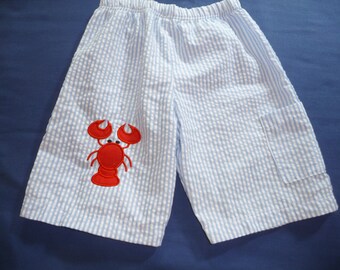 Appliqued red lobster shorts