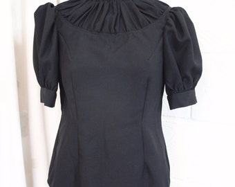 Ruched yoke, puff sleeve blouse