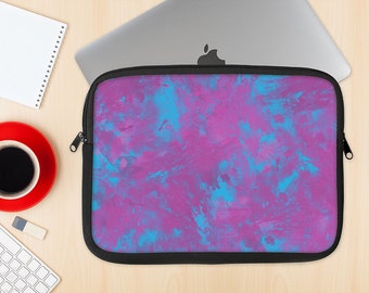 The Purple and Blue Paintburst Dye-Sublimated NeoPrene MacBook Laptop Sleeve Carrying Case