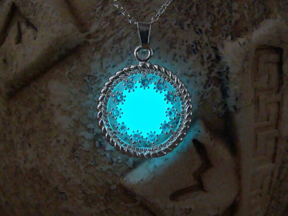 Items similar to Circle with Crystals Necklace - Glowing  