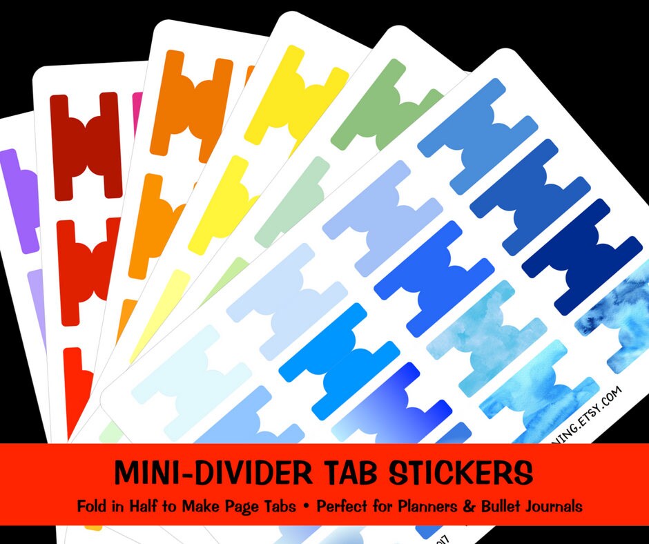 Mini Divider Tab Stickers Planner Stickers Bullet Journal