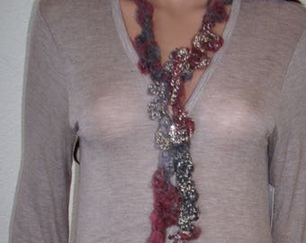 scarf freeform crochet necklace scarf, multi fiber necklace, multi color scarf, unique scarf, fiber necklace, scarf
