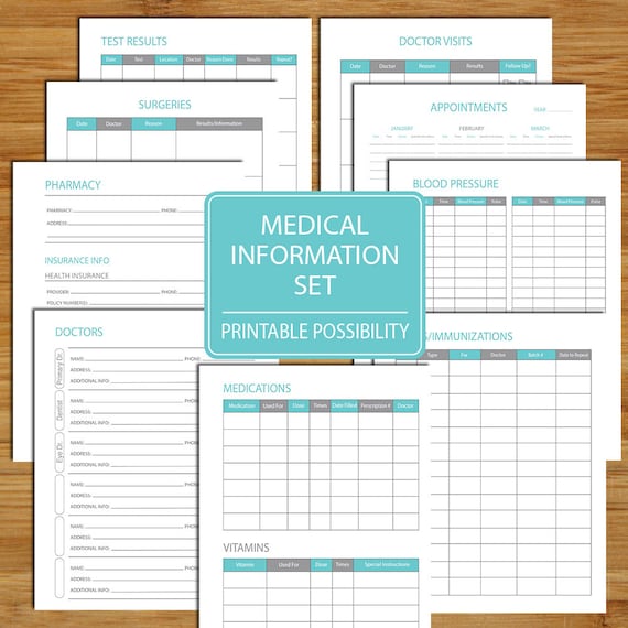 Medical Information Packet Printable Set to Track Your