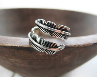 Boho Feather Ring-Boho Jewelry Rings- Sterling Silver-Silver Feather Ring-Gifts Under 20-Bohemian Rings-Gifts for Women-Gift for Her