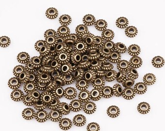 100Pcs Tibetan silver spacer 6mm hole 2mm