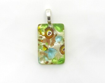 1 Millefiore Glass Rectangle Pendant 41x20mm (B508b7)