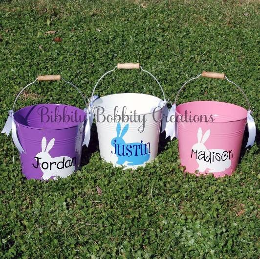 Personalized Metal Easter Pail / Kid's Metal Bucket with