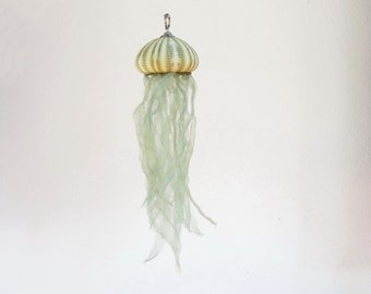 Green Jellyfish Ornament, Sea urchin Jellyfish Ornament, Nautical Home Decor