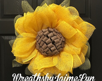 Sunflower Wreath, Fall Wreath, Fall decor, Flower Wreath, Yellow Flower Wreath, Front door Wreath, Summer wreath, front door decor