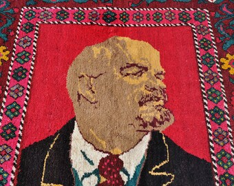 Lenin. Handmade Rug Soviet Union -- 6 ft. 6 in. by 5 ft. 3 in.