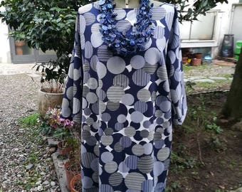kimono dress white and blue