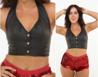 Leather Halter Top / Size S-M