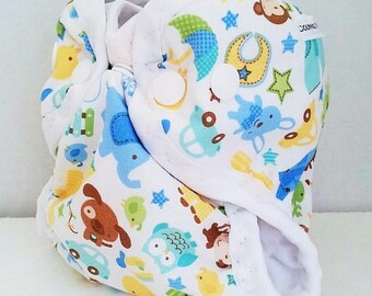 Baby Animals Newborn Cloth Diaper or Cloth Diaper Cover for Baby, AI2 style with or without absorbent liner
