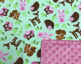 Woodland critters child's blanket