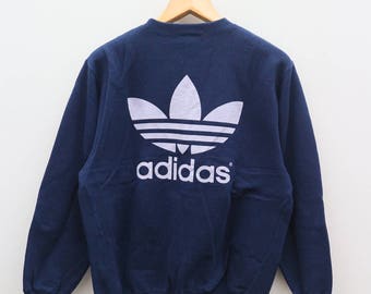 Vintage ADIDAS Trefoil Sportswear Run Dmc Big Logo Blue Sweater Sweatshirt