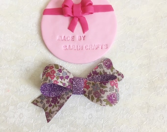 Purple glitter floral Sophia bow
