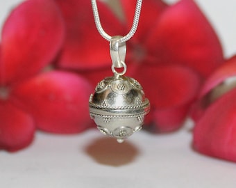 Harmony Ball, Bola Necklace, Bola, Sterling Silver Bali Harmony Ball, Sterling Silver Chime Pendant, Bola Ball, Chime Ball, Bola Necklace