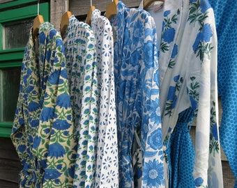 Dressing Gown/ Robe Hand Block Printed on Organic Cotton