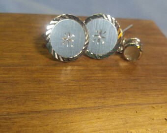 Swank Silver with Blue Accent Cuff Links Cufflinks disc shaped