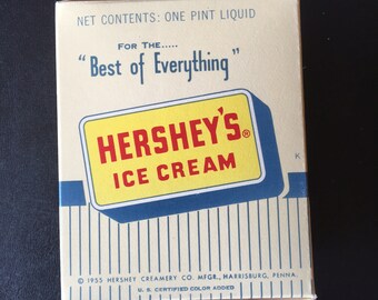 Vintage 1955 Hershey's One-Pint Ice Cream Container.