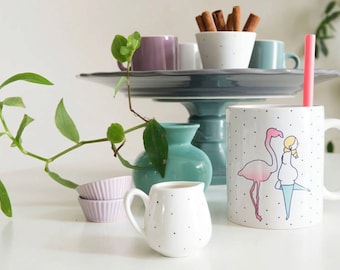 Design "Flamingo" (11 oz) ceramic mug. Handmade mug. Coffee Cup. Modern mug. The generous