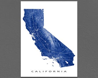 California Map, California State Art Print, California USA, State Outline Map