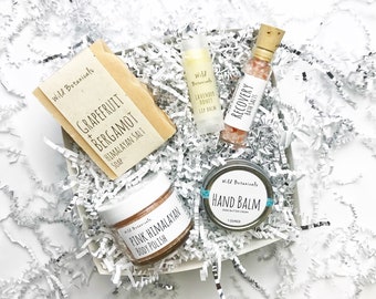 Birthday Spa Gift Set, Body Scrub, Bath Salt, Soap, Lip Balm, Hand Balm, Spa Party, Detox, Relax