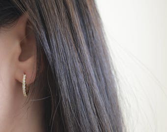 Small Hoop Earrings. Sterling Silver Cz Hoop Earrings. 18K Gold Plated Hoop Earrings. High Quality Cz Rose Gold Hoops.