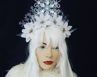Snow Queen Crown Bridal Crown Ice Queen Crown Winter Headpiece Snow Queen Headpiece