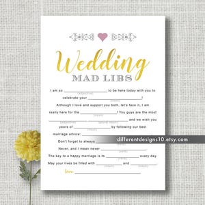 Wedding mad lib | Etsy