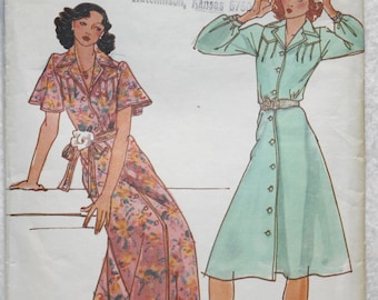 Sz 10 Bust 32.5" Vintage Sweet Baby Jane Tise 70's Butterick Sewing Pattern 4096 Front Button Dress with Pin Tucks