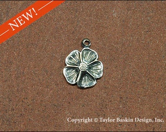 Antiqued Sterling Silver Plated Dogwood Flower (item 1620-small AS with loop) - 6 Pieces