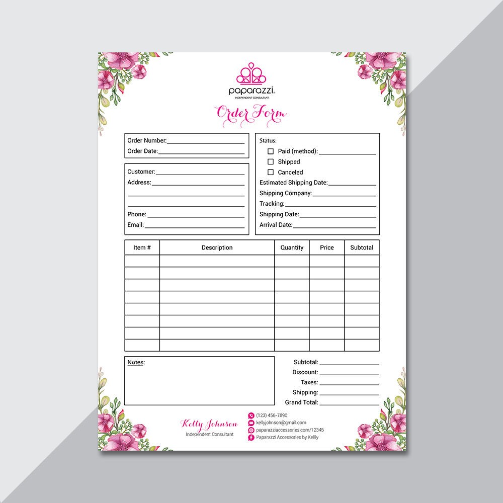 Paparazzi Order Form Custom Paparazzi Accessories Invoice