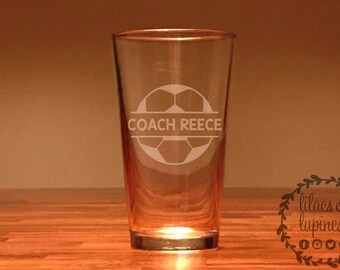Soccer Coach Gift | Soccer Coach Etched Glass | Personalized Coach Gift | Coach Gift Personalized Soccer Gift Soccer Beer Pint