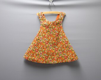 Vintage Baby Clothes, 1960's Handmade Multicolored Reversible Baby Girl Dress, Vintage Baby Dress, Vintage Toddler Dress, Size 3T