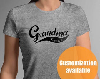 New grandma tshirt, grandma Gift, Mothers Day Gifts, Christmas Gifts, since 2018, grandmaTo Be, personalized tshirt, pregnant,newborn baby