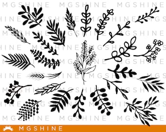 Leaves SVG cutting files for Cricut and Silhouette Cameo - Leaves png clipart - Leaves dxf vector files - TS5