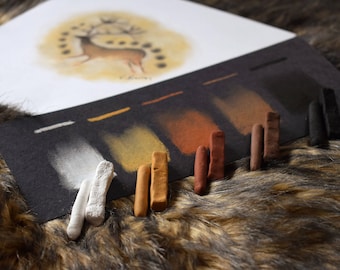 PRIMITIVE PASTELS Set of 10 Natural Tone Pigments - Handmade Artist Soft Pastels