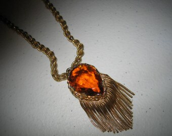 Vintage Awesome Double Sided Topaz Cut Stone Fringe Necklace