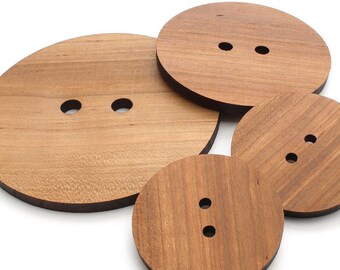 Extra Large Wood Button Set - 4", 3", 2" wood buttons laser cut from Sustainable Harvest Wisconsin Wood/ Knopfe from Timber Green Woods